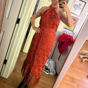 Mango Fringe Jacquard Dress